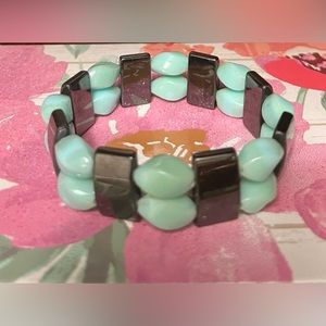 Mint Beaded & Magnetic Hematite Stone Bracelet or Bangle.
